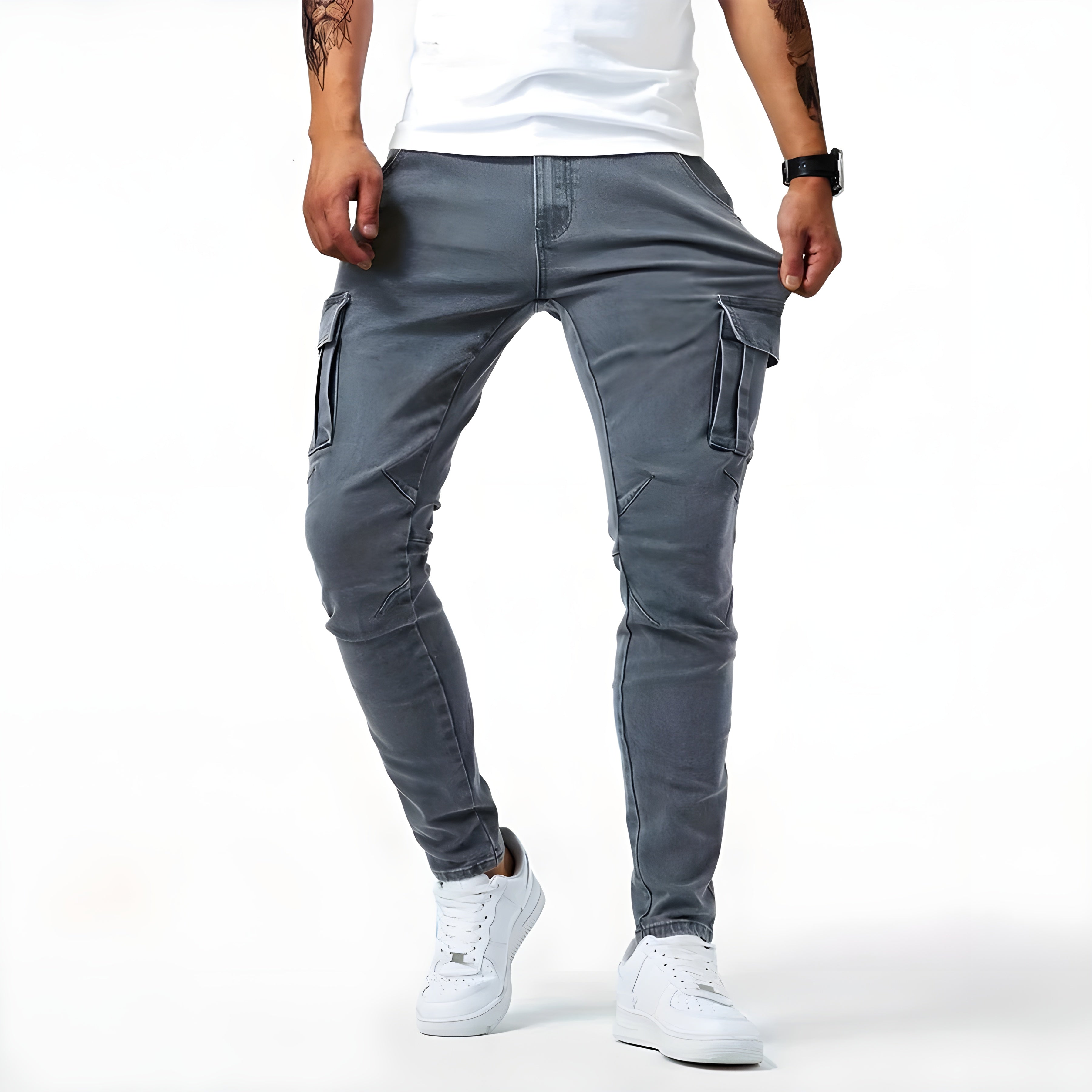 Steve™ | Stretchy Denim Cargo Broek