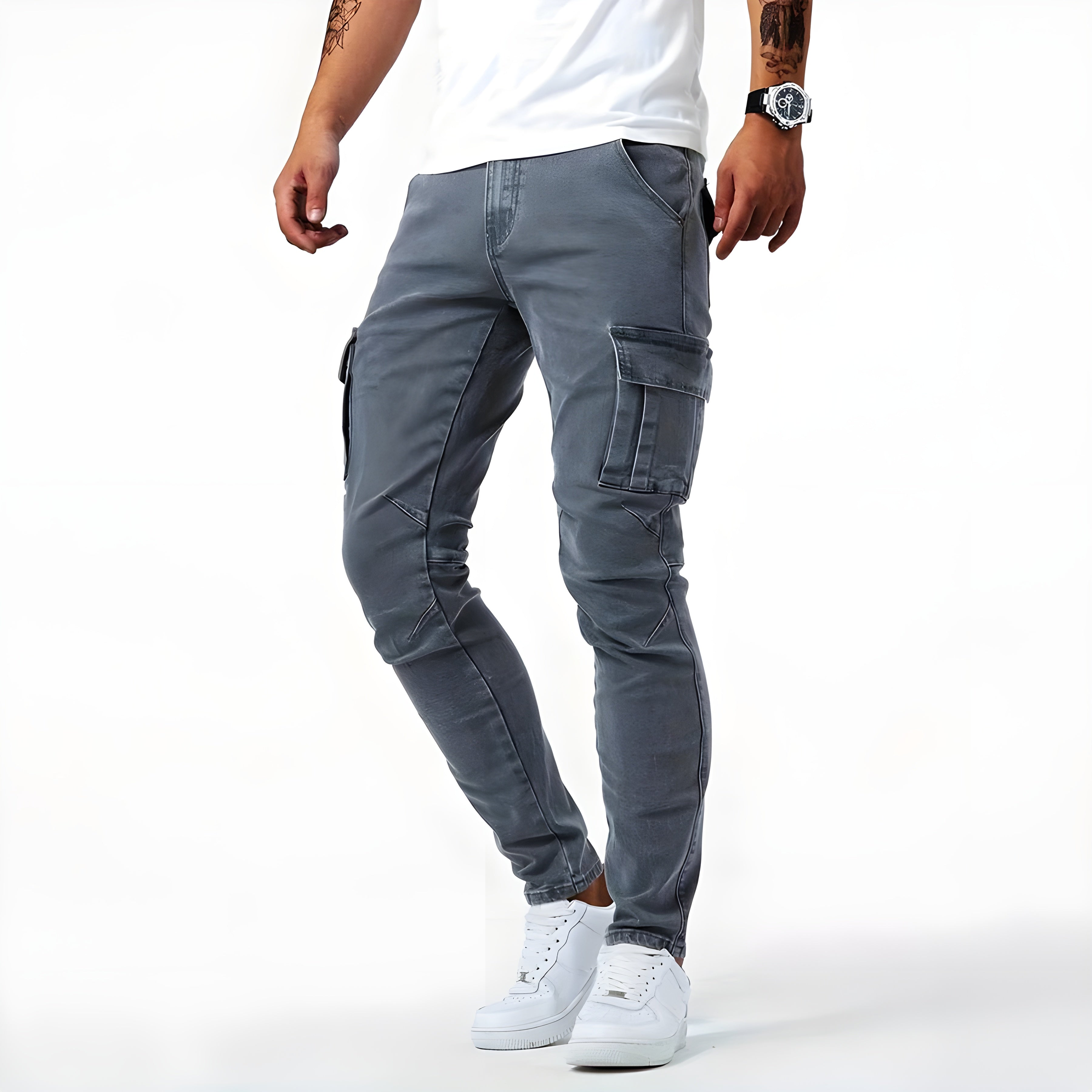 Steve™ | Stretchy Denim Cargo Broek